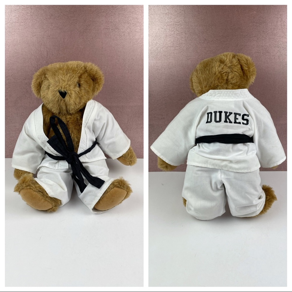 Vermont Teddy Bear Karate Brown Bear White Outfit Dukes Stuffed Animal